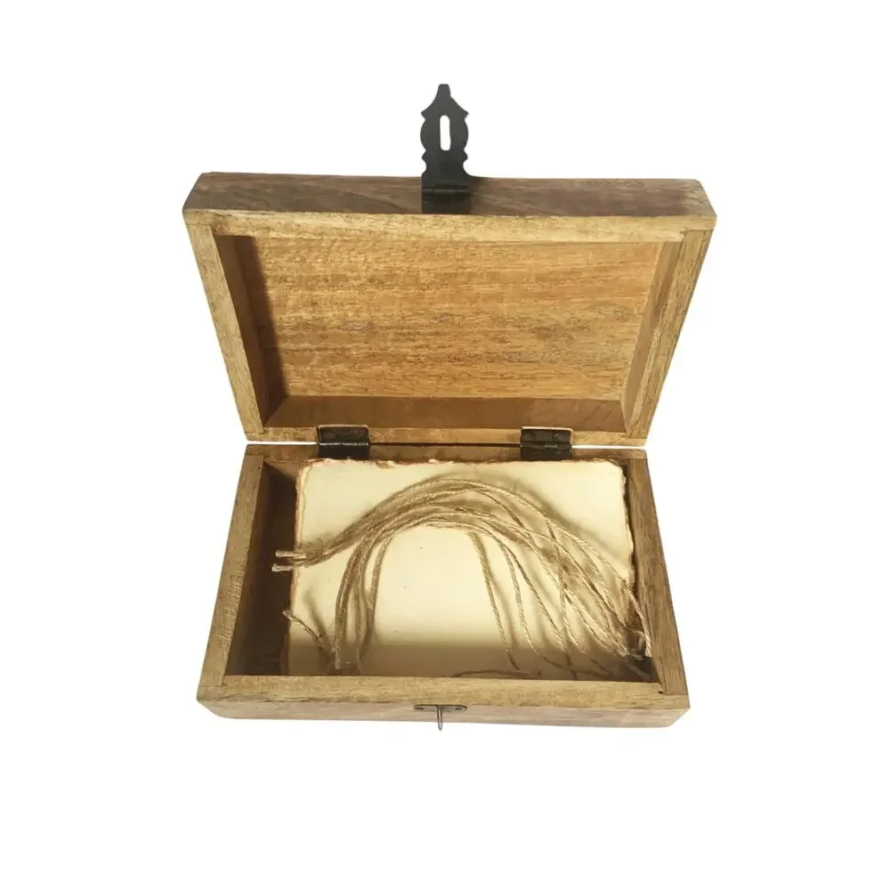 Rustic Tree of Life Carved Wooden Box with Clasp and Hinges